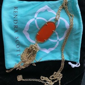 Rayne Gold Long Pendant Necklace In Orange